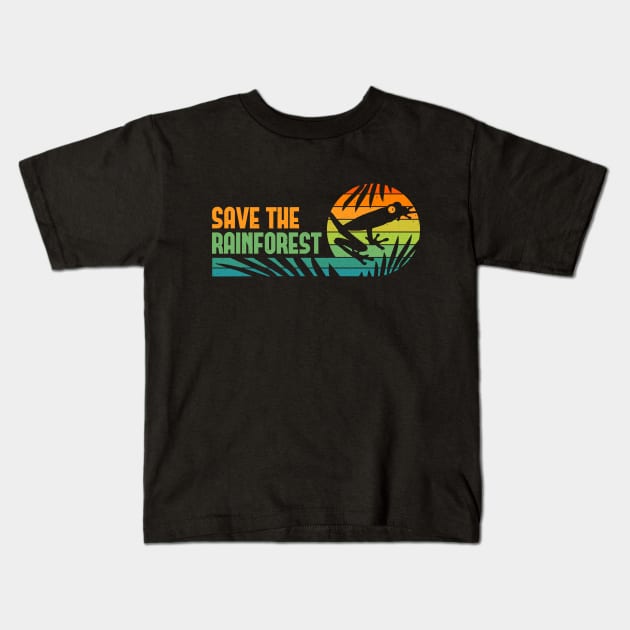 Save The Rainforest - Retro Tree Frog Kids T-Shirt by bangtees